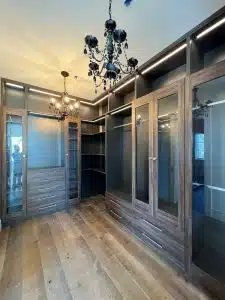 Discover the fabrication phase of building closets that fit with Medalco. Explore precision, waterjet cutting, and custom closet craftsmanship.