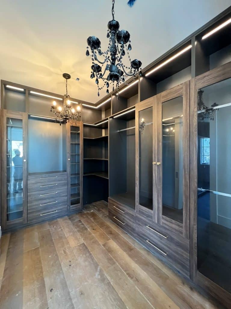 Discover the fabrication phase of building closets that fit with Medalco. Explore precision, waterjet cutting, and custom closet craftsmanship.